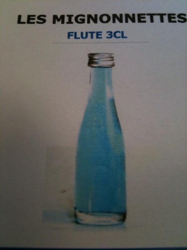 BOUTEILLE 30ML FLUTE DISTILLATEUR BLANCHE  FERMETURE ARGENT PP18 COMPRISE